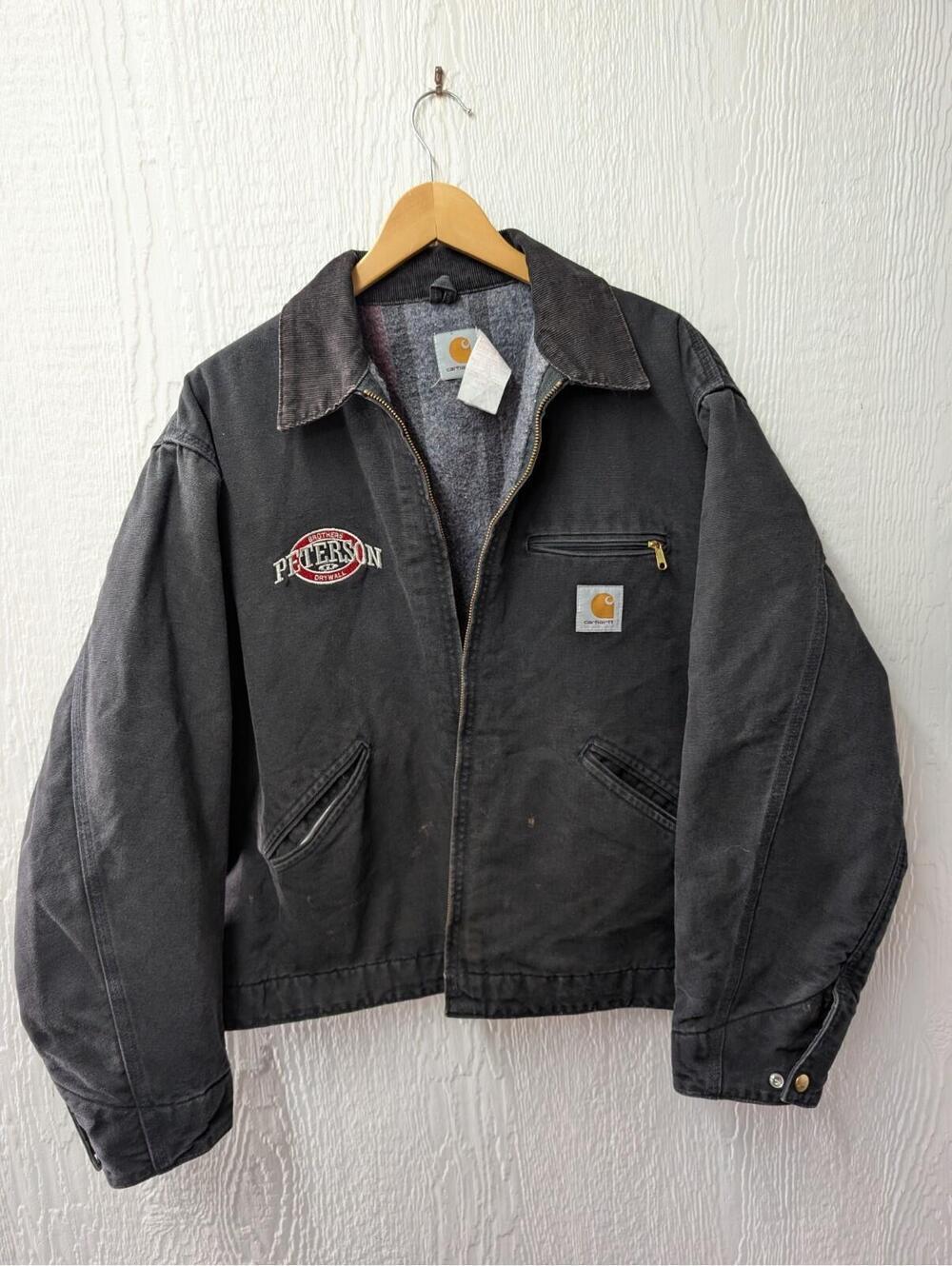 Vintage Carhartt J01 Blk Black Detroit Blanket Lined Jacket Coat USA Size 50